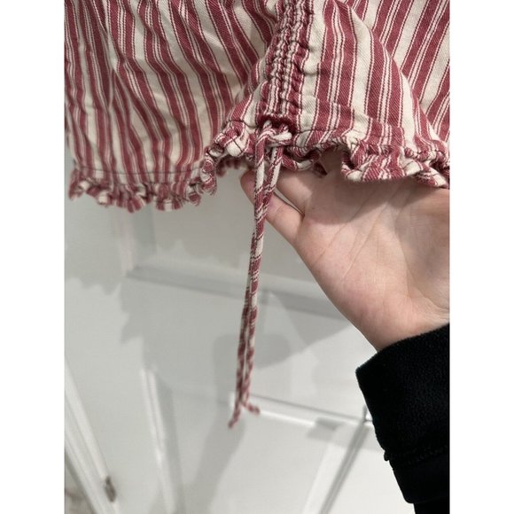 Volcom Top White/Red Blouse 100% Cotton Short Sleeve V-Neck Women's Size XL (12) - Picture 7 of 15